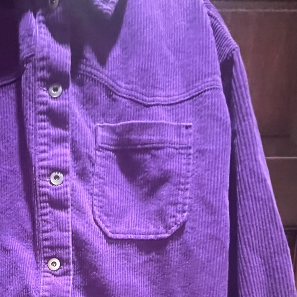 ZARA WOMEN'S CORDUROY LONG SLEEVE BUTTON DOWN SHIRT, SIZE SMALL, PURPLE - Picture 3 of 9